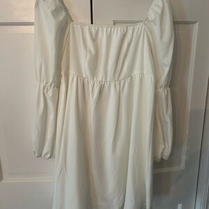 Elegant Long Sleeve White Dress